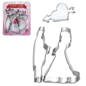 CORTADOR DE INOX PARA MOLDE DE BISCOITO KIT NOIVOS COM 6 PEÇAS