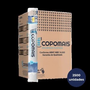 CAIXA COPO 80 ML TRANSPARENTE/BRANCO C/2500 UNIDADES (25X100) COPOMAIS