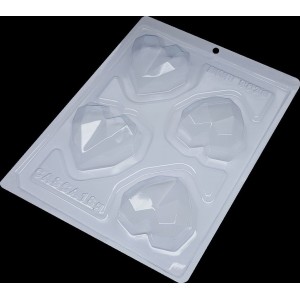 FORMA SILICONE TRUFA CORAÇÃO LAPIDADO CONJUNTO 3 PARTES