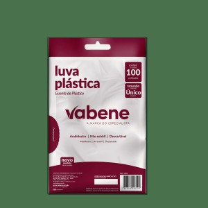 LUVA DESCARTÁVEL PLÁSTICA C/ 100 UNIDADES